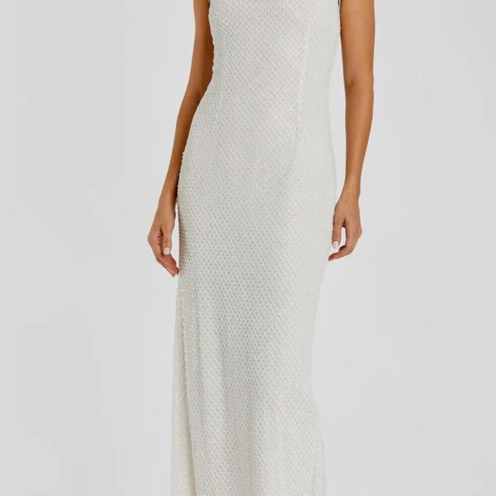 Mac Duggal White Fully Sequin 4418